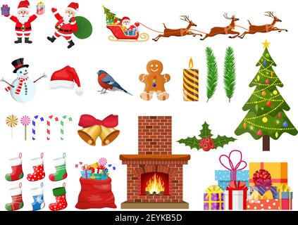 Weihnachten Neujahr eingestellt. Stock Vektor