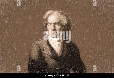 Ludwig van Beethoven, 1770 -1827, deutscher Komponist, digital verändert Stockfoto
