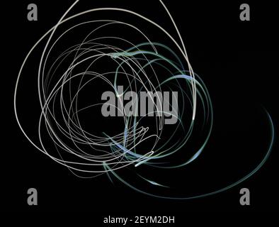 Abstrakte helle beleuchtete Linien isoliert auf schwarzem Hintergrund Stockfoto