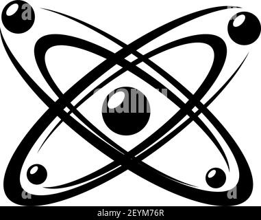 Moleküle und Atome Symbole isoliert chaotische Bewegung. Vektorbiologie, Pharmazie, Chemie Wissenschaft Logo Stock Vektor