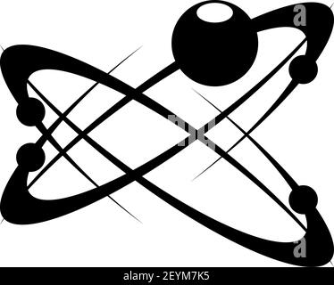 Moleküle und Atome Symbole isoliert chaotische Bewegung. Vektorbiologie, Pharmazie, Chemie Wissenschaft Logo Stock Vektor