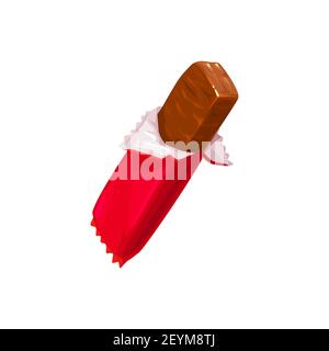 Schokoladen-Bar, Süßigkeiten Snack in Verpackung, Vektor isoliert Symbol. Schokolade Süßigkeiten Bar Pack, Kakao Lebensmittel Konfektion und Süßwaren Süßes Dessert i Stock Vektor
