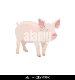 Schwein, Bauernhof Tier Symbol, Vektor Viehzucht und Schweinefleisch Lebensmittel-Symbol. Cartoon isoliert Schweinefleisch Ferkel, Metzgerei und Bauernhof-Markt Tierschild Stock Vektor
