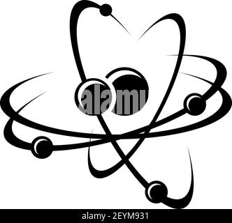 Moleküle und Atome Symbole isoliert chaotische Bewegung. Vektorbiologie, Pharmazie, Chemie Wissenschaft Logo Stock Vektor