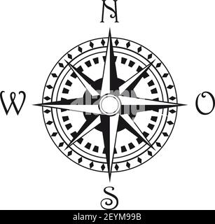 Navigationskompass Zeichen, Rose der Winde isoliert. Vector Marine und nautische Segeln Kartographie Kompass Stock Vektor