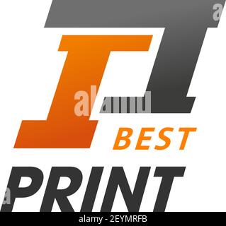 Best Print abstraktes Schild. Vektor-Emblem für den Typografie-Druck. Abstraktes buntes Vektorzeichen. Abzeichen für Fotodruck Firma oder Druckerei, isola Stock Vektor