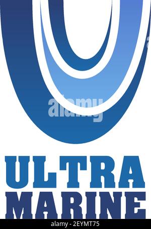 Ultramarine abstraktes Vektorzeichen. Kreatives Emblem in blauer Farbe für jedes Unternehmen, Meer oder Meer Konzept. Wasser- und Wasserkonzept. Vektorgrafiken Stock Vektor