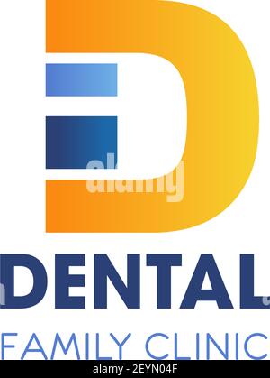 Buchstabe D Symbol für zahnärztliche Familienklinik oder Stomatologie medizinisches Zentrum Design. Vektor-Buchstabe D für Zahnarztpraxis oder Zahnchirurgie oder Zahnmedizin Pharmac Stock Vektor