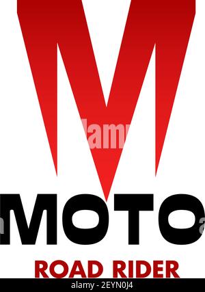 Moto Road Fahrer Vektor-Zeichen. Motorrad und Motocross Sport Emblem. Bike Sport und Rennkonzept. Kreative Vektor Abzeichen in rot und schwarz Farben zu isolieren Stock Vektor