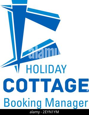 Buchstabe C Symbol für Hotel Buchungsgesellschaft oder Online-Manager für Reisen und Tourismus Unterkunft Reservierung. Vektor Cottage Resort Dach Symbol in lette Stock Vektor