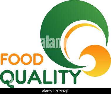 Buchstabe Q Symbol für Lebensmittelqualität Zeichen und Farm Bio-Lebensmittel-Produktion. Vektor grün und gelb Symbol des Buchstabens Q für gesunde Ernährung Unternehmen cor Stock Vektor