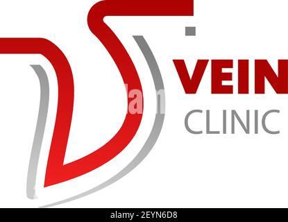 Vektorsymbol Venenklinik auf weißem Hintergrund isoliert. Konzept der Krankenhaushilfe, Vene und Herz, kardiologische Probleme. Konzept der Medizin und h Stock Vektor