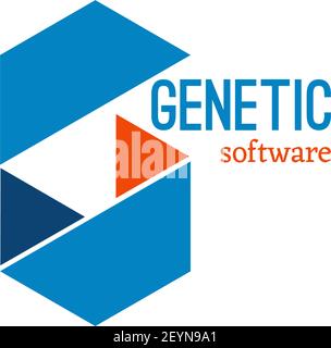 Genetische Software Vektor-Zeichen auf weißem Hintergrund isoliert. DNA-Server-Symbol, Chemie-Technologie-Konzept. Biotechnologie konzeptuelle Vektor-Abzeichen für BU Stock Vektor