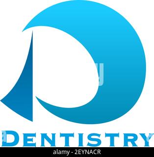 Buchstabe D Symbol für Zahnmedizin Service oder Zahnklinik und Stomatologie medizinisches Zentrum. Vektor-Buchstabe D für Zahnarztpraxis oder Zahnchirurgie und Zahnarztstr Stock Vektor