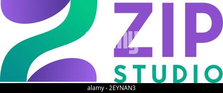 Schild für Zip Studio oder Kleideratelier. Mode- und Bekleidungsgeschäft Konzept. Kreatives Emblem für Schneiderei oder Schneiderei Studio. Abstraktes Abzeichen zum Nähen Stock Vektor