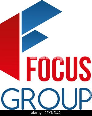 Konzept der Zielpublikum Vektor-Symbol isoliert auf einem weißen Hintergrund. Fokusgruppe Symbol oder Abzeichen in rot und blau Farben. Fokusgruppe kreatives Emblem f Stock Vektor