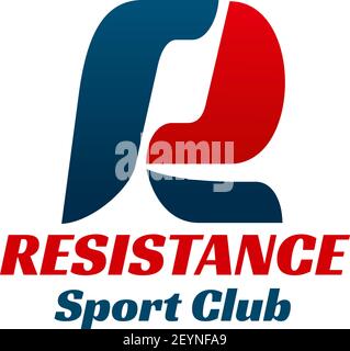 Widerstand Sport Club Vektor-Symbol isoliert auf einem weißen Hintergrund. Kreatives Zeichen für Sport-Club oder Gesundheitszentrum, Konzept der gesunden Lebensweise und Körper Stock Vektor
