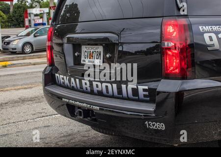 Decatur, GA / USA - 07 07 20: Rückseite eines Dekalb Polizeifahrzeugs Stockfoto