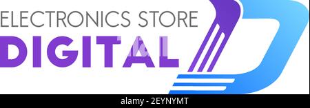 Digital Electronic Store Vektor-Symbol auf weißem Hintergrund isoliert. Konzept des Online-Shopping oder Online-Shop mit modernen Gadgets. Kreatives Design f Stock Vektor