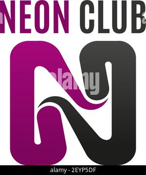 Neon Club Vektor-Zeichen isoliert auf einem weißen Hintergrund. Kreatives Symbol für Nachtshow oder Nachtclub. Abstraktes Symbol für Werbung für Party oder Musik c Stock Vektor