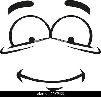 Smiley glücklich Gesichtsausdruck isoliert Art Emoticon. Vektor Smiley glücklich Grimasse, positive Zeichnung Stock Vektor