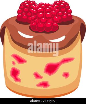 Panna Cotta Erdbeerpudding isoliert. Vector Italienisches Dessert, Himbeeren und Schokolade Stock Vektor