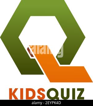Kinder Quiz Q Buchstabe Symbol für Schulverein oder Kinder Bildung Workshop. Vektor geometrische Buchstaben Q Vorlage für Kindergarten, Schule oder College Wissenschaft Stock Vektor