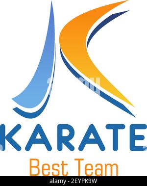 K-Buchstabensymbol für Karate-Sportverein oder Mannschaftsabzeichen. Vektor isolierte Buchstabe K in japanischer kalligraphischer Art für orientalische oder chinesische Kampfkunstschule Stock Vektor