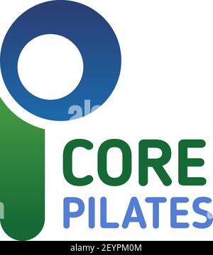 Pilates Studio Icon für Health Center oder Fitness Sport Club Branding Design. Corporate Identity abstrakte Schrift von blauen und grünen Buchstaben P für Stock Vektor