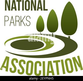 Verband der Nationalparks. Emblem für grünen Nationalpark, Öko-Umwelt im städtischen Raum. Kreative Abzeichen Symbol der Natur, Wald und Tierwelt, ich Stock Vektor