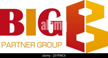 Vektorsymbol für große Partnergruppen. Konzept der Gruppe von Menschen oder erfolgreiches Team. Kreatives Vektor-Abzeichen in Gelb und Rot. Symbol der Zusammenarbeit, b Stock Vektor