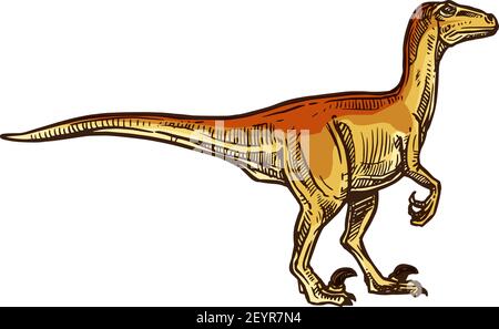 T-rex isolierte beige Dinosaurier Skizze. Vektor Cartoon Tyrannosaurus prähistorischen ausgestorbenen Tier Stock Vektor