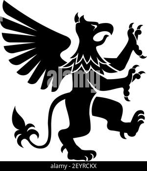 Griffin mit Körper, Schwanz und Hinterbeinen von Löwen. Kopf, Flügel, Krallen Vorderfüße von Adler isoliert Vektor Kreatur Stock Vektor