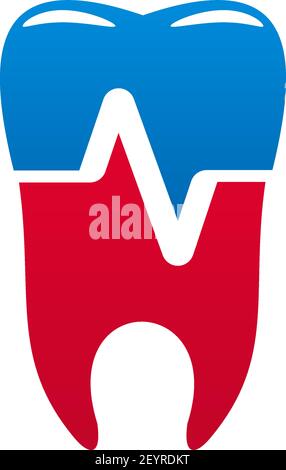 Zahnmedizin Medizin Symbol, Zahnklinik und Zahngesundheit Design. Zähne und Implantat, geschützt durch Schild mit Kreuz, Herzschlag Linie und leuchtenden Stern iso Stock Vektor