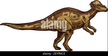 Dino Cartoon prähistorische Raptor Tier isoliert Skizze. Vektor prähistorische Tier, Cartoon Dino Maskottchen Stock Vektor