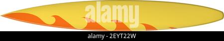 Geschütztafel isoliert Symbol mit Feuer Flammen. Vector Surfboard auf großen Wellen zu reiten Stock Vektor
