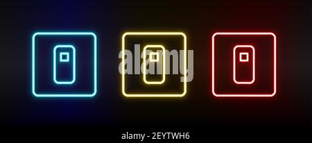 Schalter, Schalter mit Neon-Symbol. Satz von roten, blauen, gelben Neon-Vektor-Symbol Stock Vektor