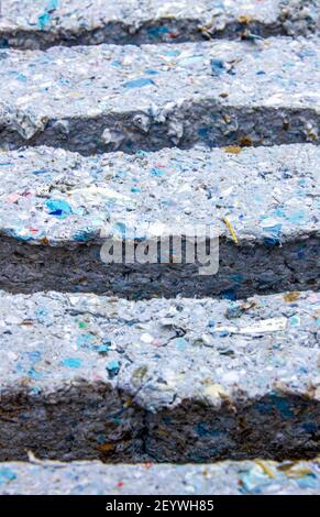 Brandprotokolle aus recyceltem Papier Stockfoto