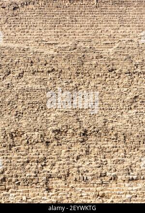 Detailansicht der Seite der Pyramide von Khepre, Giza Plateau, Groß-Kairo, Ägypten Stockfoto