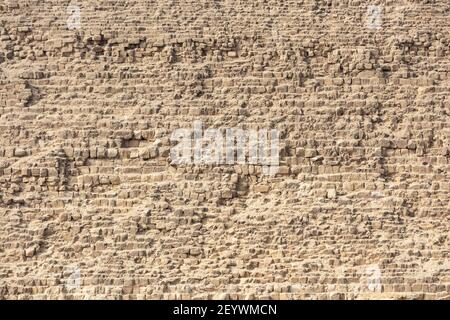 Detailansicht der Seite der Pyramide von Khepre, Giza Plateau, Groß-Kairo, Ägypten Stockfoto