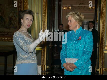 Prinzessin Anne im Kiri Te Kanawa's 60th Geburtstag Empfang bei Marlborough House, London Stockfoto