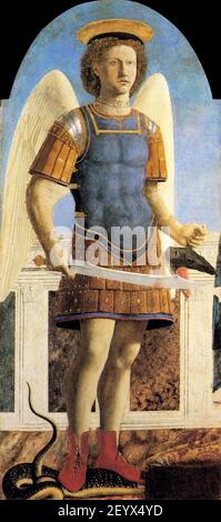 Piero della Francesca - Polyptychon des hl. Augustinus - hl. Michael Stockfoto