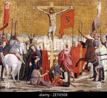 Piero della Francesca - Polyptychon des hl. Augustinus - Kreuzigung Stockfoto