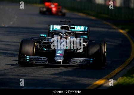 HAMILTON Lewis (gbr), Mercedes AMG F1 GP W10 Hybrid EQ Power+, Action während der Formel 1 Meisterschaft 2019 in Melbourne, Australien Grand Prix, vom 14. Bis 17. März - Foto DPPI Stockfoto