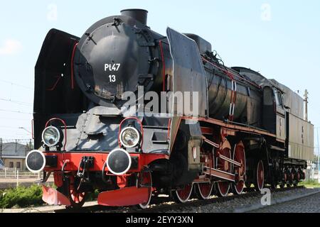 Dampflokomotive, Dampfzug, alter Dampfzug, Dampf, Skarżysko-Kamienna, PT47, Lokomotive PT47 Stockfoto