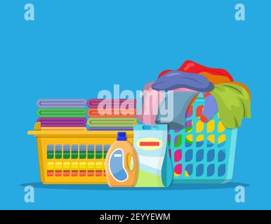 Wäsche Bettwäsche oder Kleidung in Körben Stock Vektor