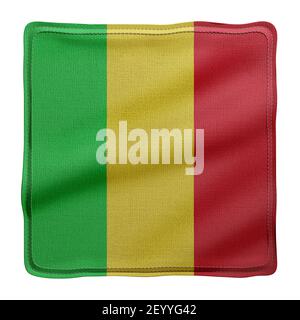 3D Rendering eines texturierten Stoff nationalen Mali Flagge isoliert auf weißem Hintergrund. Stockfoto