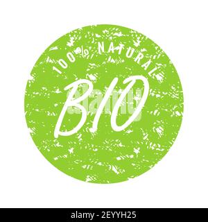 Bio Naturprodukt, Etikett Gummi Stempel grün. Icon Stempel Produkt, Green Label Öko, Bio-Aufkleber gesund. Vektorgrafik Stock Vektor