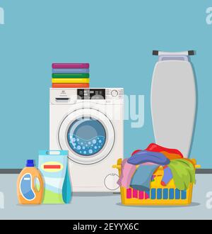 Konzept für den Wäscheservice im Zimmer. Stock Vektor