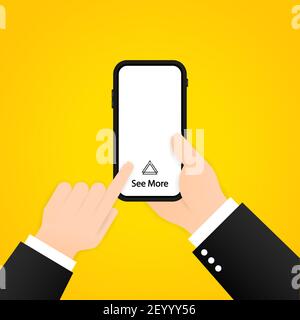 Wischen Sie nach oben, um weitere Informationen auf dem Smartphone anzuzeigen. Social-Media-Konzept. Vektor auf isoliertem Hintergrund. EPS 10. Stock Vektor